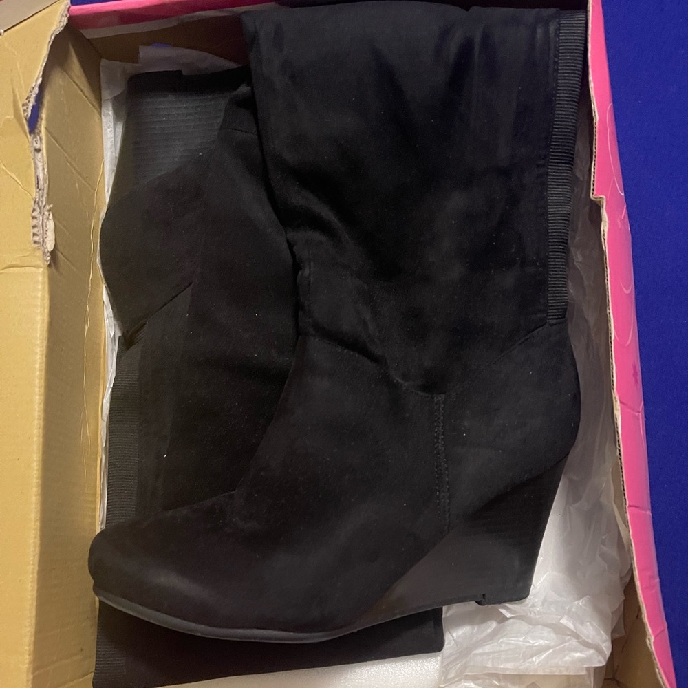 Black high heel boots